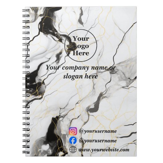Schwarz-Weiß-Marmor Notizblock (Vorderseite)