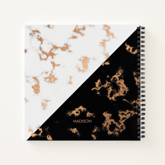 Schwarz-Weiß-Marmor Notizblock (Rückseite)
