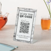 Schwarz-Weiß-Marmor-QR-Code-Digitalmenü Sockelschild (In SItu)
