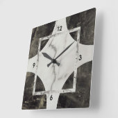 Schwarz-Weiß-Marmor Quadratische Wanduhr (Winkel)