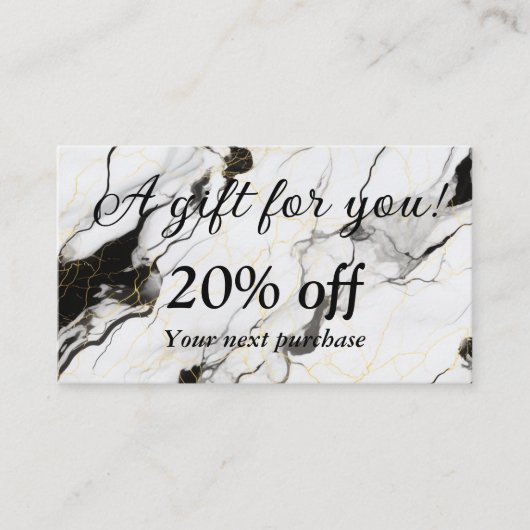 Schwarz-Weiß-Marmor Rabattkarte (Vorderseite)