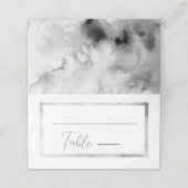 Schwarz-Weiß-Marmor-Rahmen formale SkriptWedding Platzkarte (Außenseite Aufgefaltet)