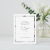 Schwarz-Weiß-Marmor-Rahmen-Hochzeitsempfang Begleitkarte (Stehend Vorderseite)