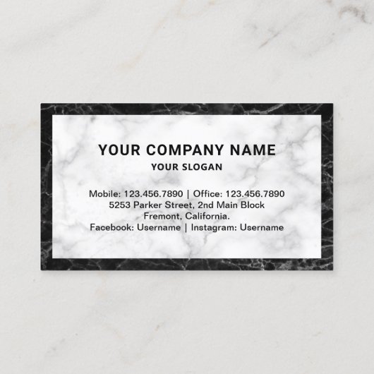 Schwarz-Weiß-Marmor Real Anwesen Foto Realtor Visitenkarte (Rückseite)