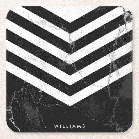 Schwarz-Weiß-Marmor Rechteckiger Pappuntersetzer (Vorderseite)