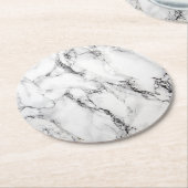 Schwarz-Weiß-Marmor Runder Pappuntersetzer (Angewinkelt)
