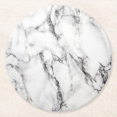 Schwarz-Weiß-Marmor Runder Pappuntersetzer (Vorderseite)