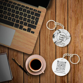 Schwarz-Weiß-Marmor Schlüsselanhänger