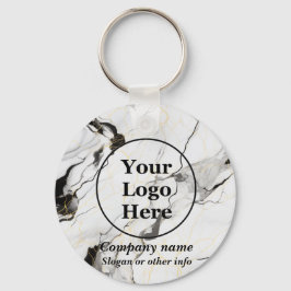 Schwarz-Weiß-Marmor Schlüsselanhänger