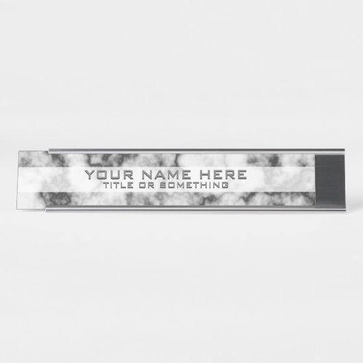 Schwarz-Weiß-Marmor Schreibtischnamensplakette (Vorderseite )