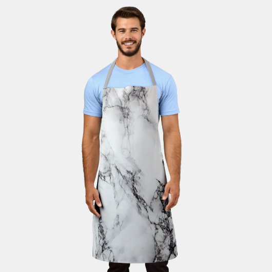 Schwarz-Weiß-Marmor Schürze (Getragen)