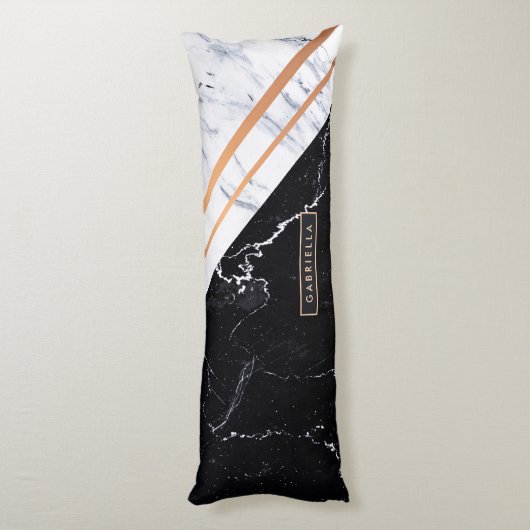 Schwarz-Weiß-Marmor Seitenschläferkissen (Rückseite (Vertikal))