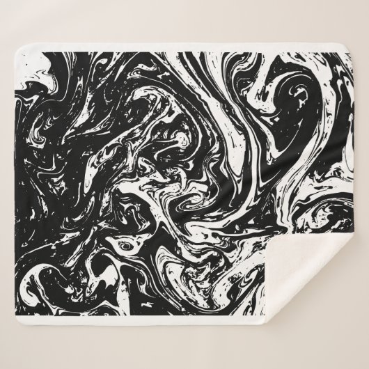 Schwarz-Weiß-Marmor Sherpa Blanka Sherpadecke (Vorderseite (Horizontal))