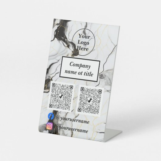 Schwarz-Weiß-Marmor Sockelschild (Vorderseite)