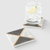 Schwarz-Weiß-Marmor Steinuntersetzer (Seitenansicht)