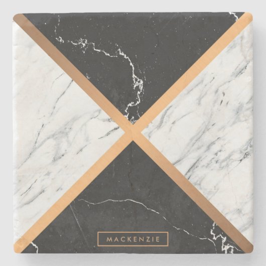 Schwarz-Weiß-Marmor Steinuntersetzer (Vorderseite)