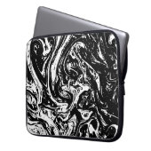 Schwarz-Weiß-Marmor-Stift Laptopschutzhülle (Vorderseite Links)