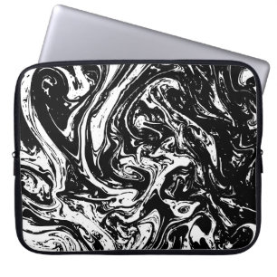 Schwarz-Weiß-Marmor-Stift Laptopschutzhülle