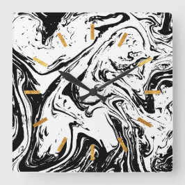 Schwarz-Weiß-Marmor-Stil Acrylwand Quadratische Wanduhr