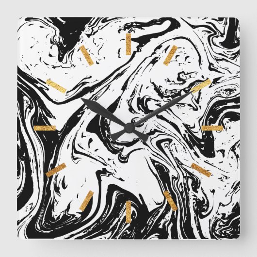 Schwarz-Weiß-Marmor-Stil Acrylwand Quadratische Wanduhr (Vorderseite)