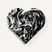Schwarz-Weiß-Marmor-Stil Herz-Spiral-Notebook Notizblock (Vorderseite)