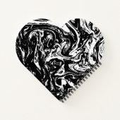 Schwarz-Weiß-Marmor-Stil Herz-Spiral-Notebook Notizblock (Rückseite)