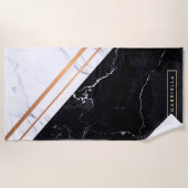 Schwarz-Weiß-Marmor Strandtuch (Vorderseite)