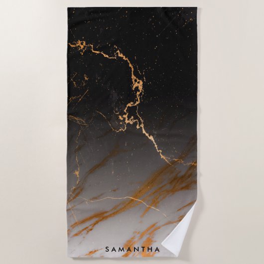 Schwarz-Weiß-Marmor Strandtuch (Vorderseite)