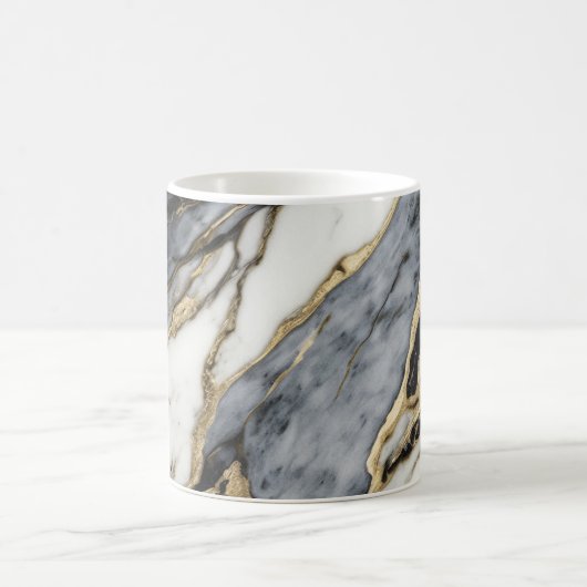 Schwarz-Weiß-Marmor Swirl Abstrakt Kaffeetasse (Mittel)