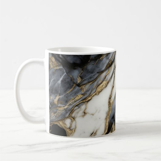 Schwarz-Weiß-Marmor Swirl Abstrakt Kaffeetasse (Links)