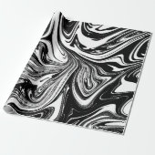Schwarz-Weiß-Marmor Swirl Modernes Glam Geschenkpapier (Ungerollt)