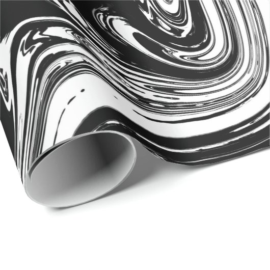Schwarz-Weiß-Marmor Swirl Modernes Glam Geschenkpapier (Rolleneckpunkt)