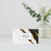 Schwarz-Weiß-Marmor-Textur Visitenkarte (Stehend Vorderseite)