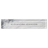 Schwarz-Weiß-Marmor Trendy Modern Namensplakette (Vorderseite)