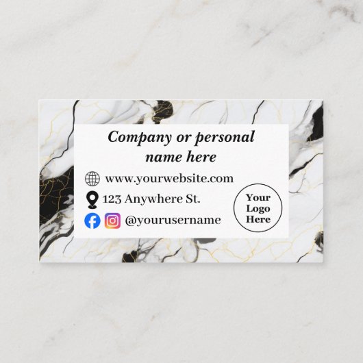 Schwarz-Weiß-Marmor Treuekarte (Rückseite)