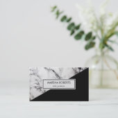 Schwarz-Weiß-Marmor und Dreieck Visitenkarte (Stehend Vorderseite)