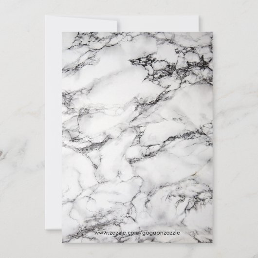 Schwarz-Weiß-Marmor und Glas Einladung (Rückseite)