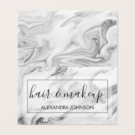 Schwarz-Weiß-Marmor Visitenkarten (Außenseite Aufgefaltet)