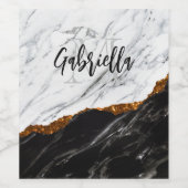 Schwarz-Weiß-Marmor Weinetikett (Einzelnes Label)