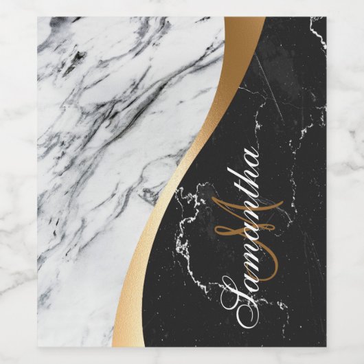 Schwarz-Weiß-Marmor Weinetikett (Einzelnes Label)