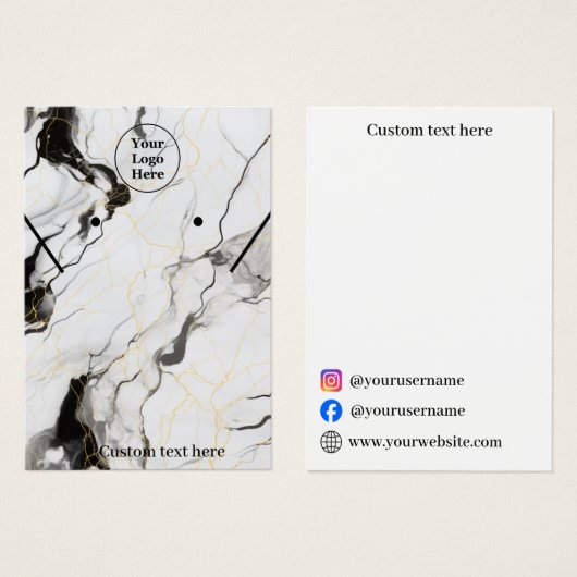 Schwarz-Weiß-Marmorhalskette Ohrring-Display-Karte (Vorne & Hinten)