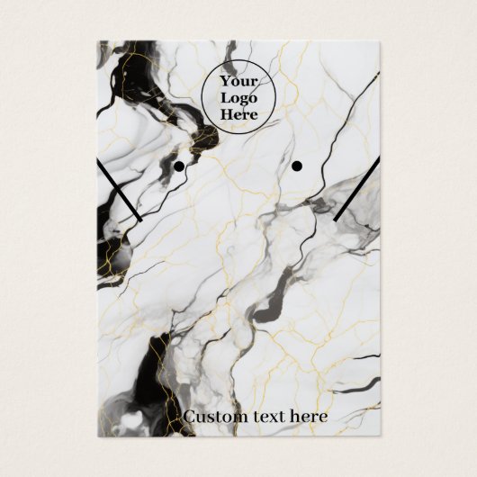 Schwarz-Weiß-Marmorhalskette Ohrring-Display-Karte (Vorderseite)