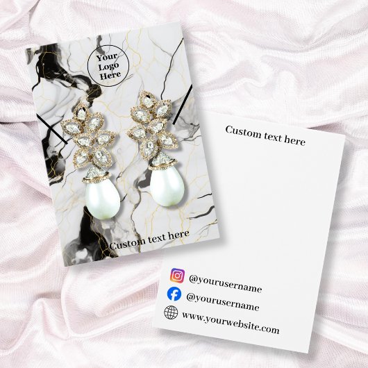 Schwarz-Weiß-Marmorhalskette Ohrring-Display-Karte