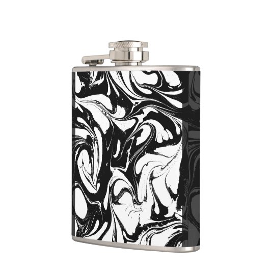 Schwarz-Weiß-Marmorstein Flachmann (Links)