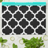 Schwarz-weiß-marokkanisch #5 Brt Aqua Name Monogra Geschirrtuch (Gefaltet)