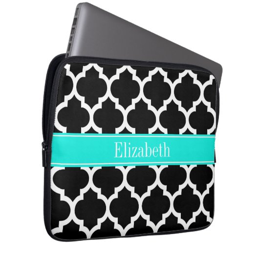 Schwarz-weiß-marokkanisch #5 Brt Aqua Name Monogra Laptopschutzhülle (Vorne Rechts)
