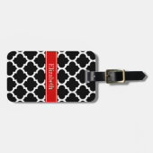 Schwarz-weiß marokkanisch #5 Roter Name Monogram Gepäckanhänger (Vorderseite horizontal)