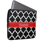 Schwarz-weiß marokkanisch #5 Roter Name Monogram Laptopschutzhülle (Vorne Rechts)