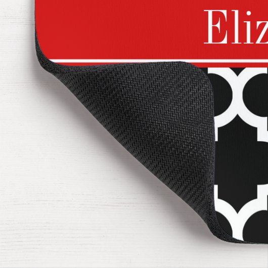 Schwarz-weiß marokkanisch #5 Roter Name Monogram Mousepad (Ecke)