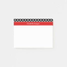 Schwarz-weiß marokkanisch #5 Roter Name Monogram Post-it Klebezettel